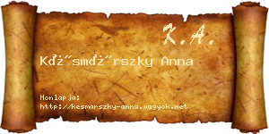 Késmárszky Anna névjegykártya